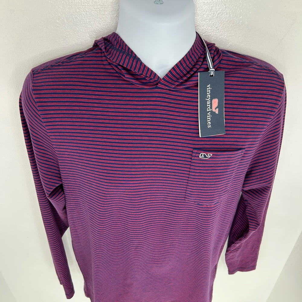 Vineyard Vines NWT Edgartown Jersey Hooded Polo Shirt Boys XL Stripes Preppy $42 - Picture 5 of 12